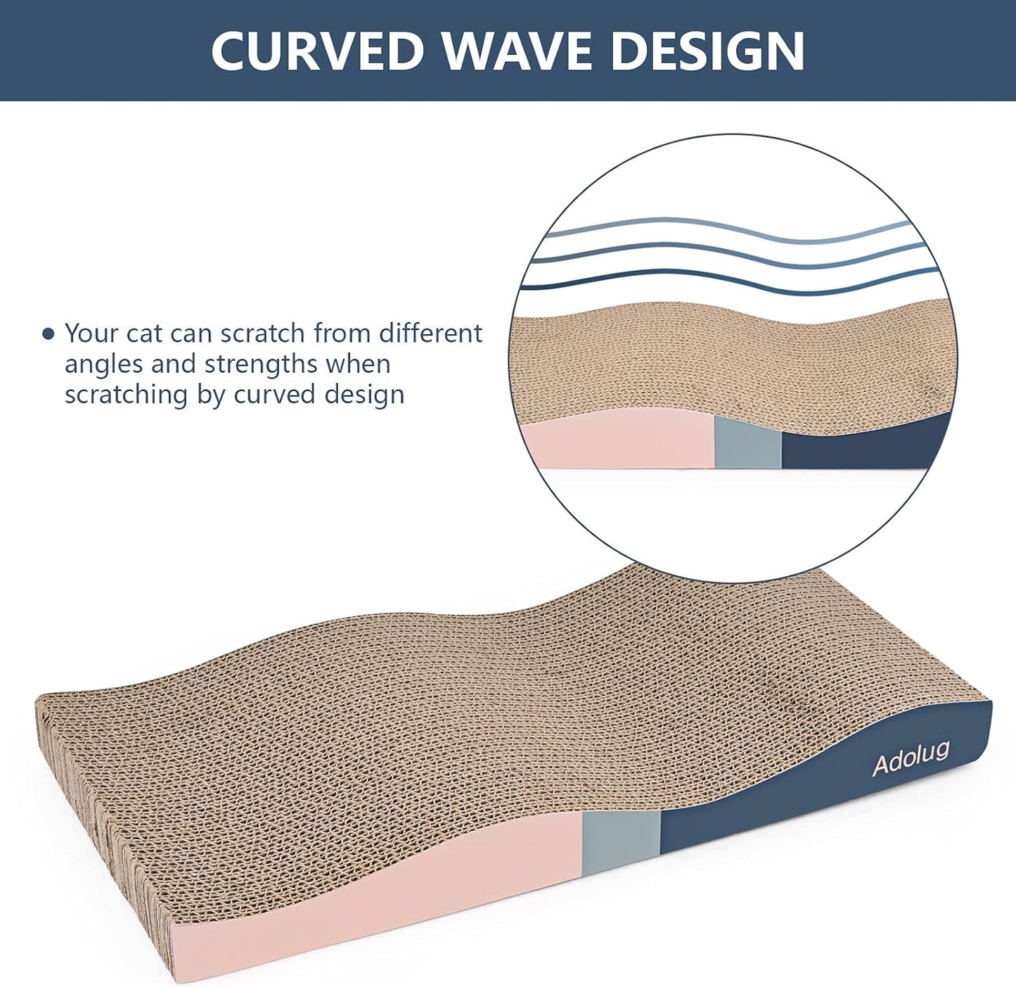 Cat Scratch Pad, Cat Scratcher Cardboard with Premium Reversible Scratch Textures Design, Corrugated and Zero Odor Cat Scratcher with Catinp and Mini Toy(1Pcs)