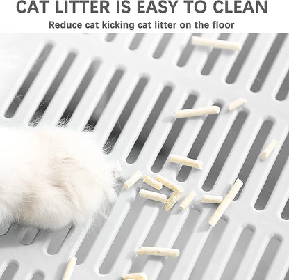 Foldable Portable Travel Extra Large Covered Cat Litter Box with Lid Top Entry Enclosed Anti-Splashing Easy to Clean Kitty Litter Box (Gray)