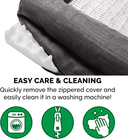 Orthopedic Dog Bed for Medium/Small Dogs W/ Removable Bolsters & Washable Cover, for Dogs up to 35 Lbs - Luxe Faux Fur & Performance Linen Sofa - Charcoal, Medium