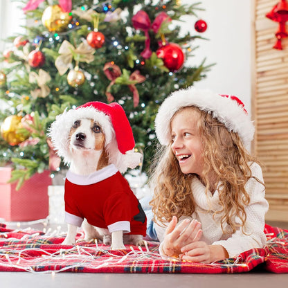 3-Piece Dog & Cat Christmas Shirts - Santa Claus, Snowman, Elf Patterns - Large, Cotton/Polyester, Cosplay Pet Apparel